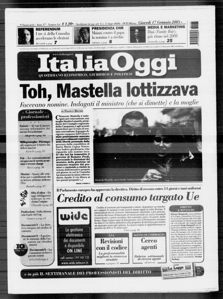 Italia oggi : quotidiano di economia finanza e politica